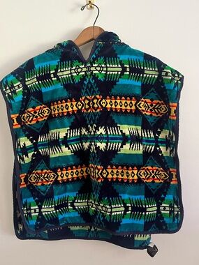 Pendleton Terry Cloth Aztec Print Hooded Poncho